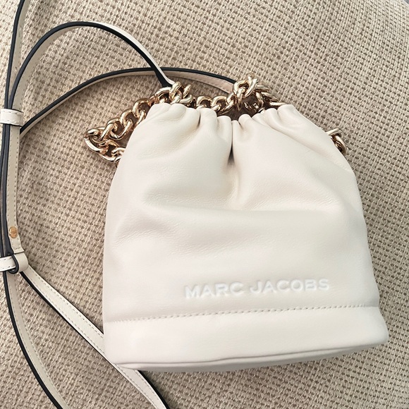 Marc Jacobs White Leather Drawstring Bag